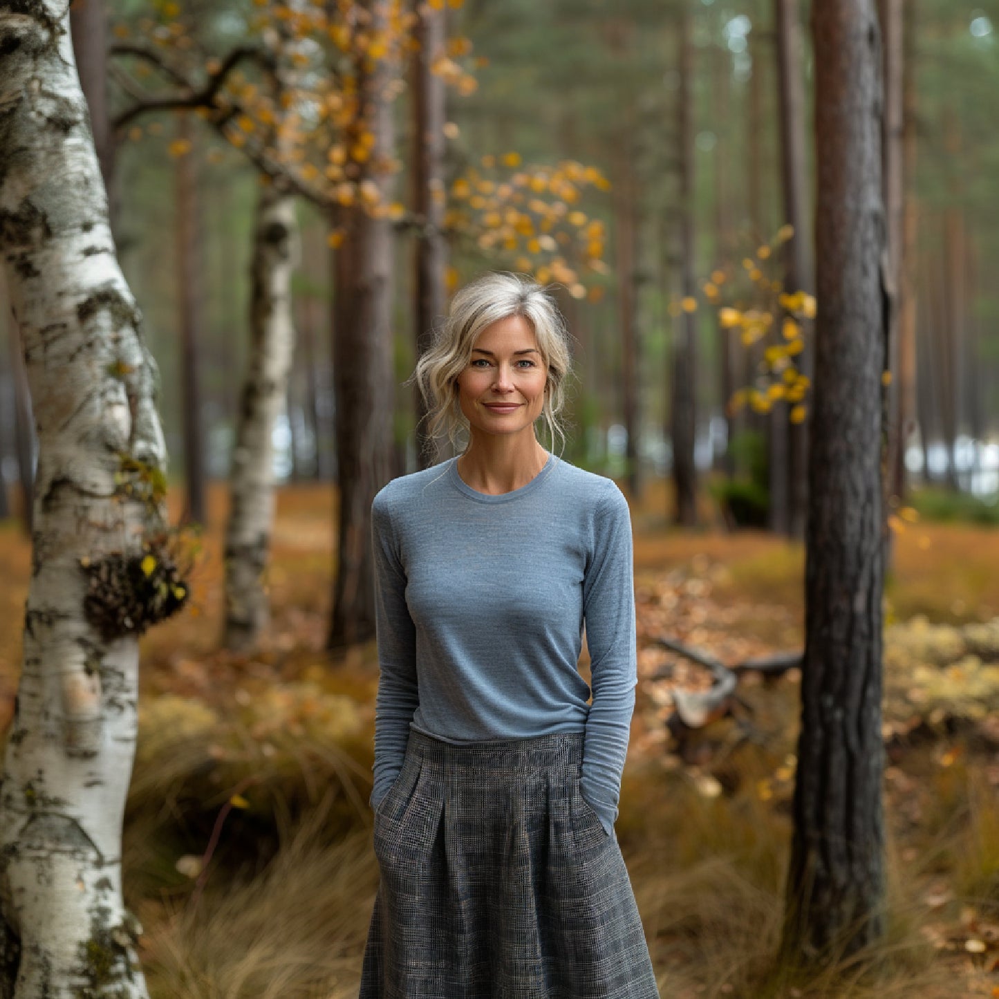 thin merino wool top in blue