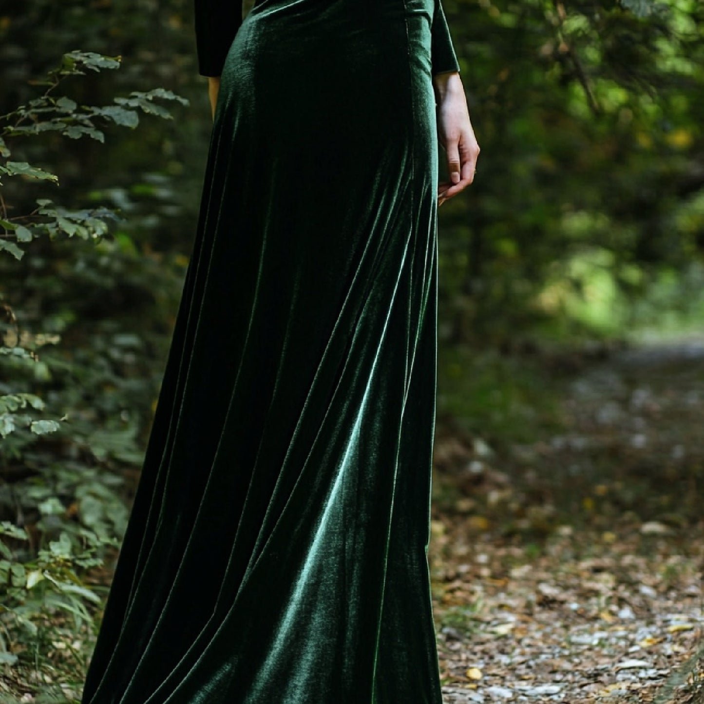Long Mermaid Skirt in crushed silk velvet | Evening skirt in natural Mulberry Silk