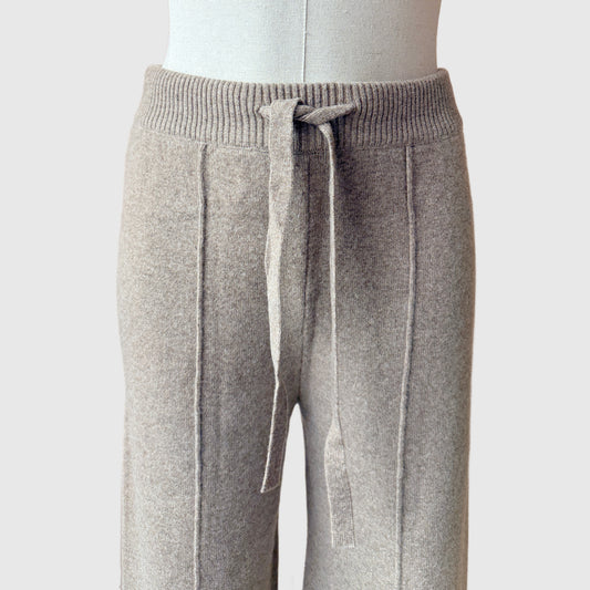 Wide leg pants with drawstring waistband | Women's merino wool casual clothing