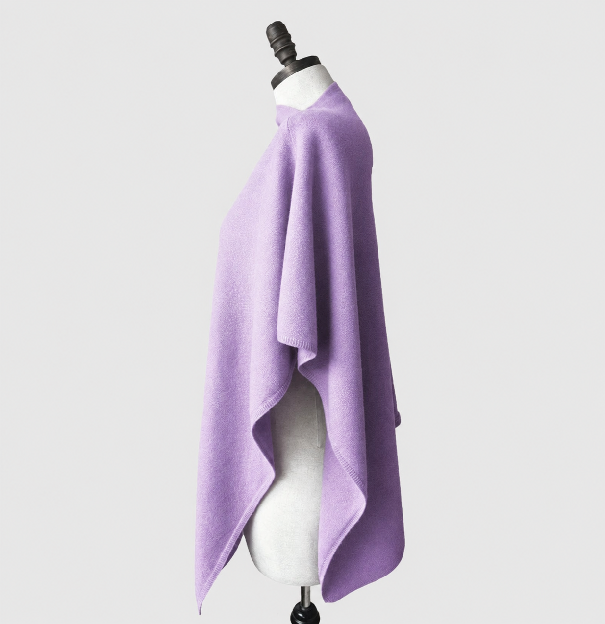 Purple Merino Wool Pullover Poncho