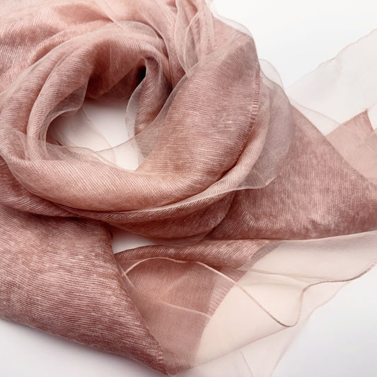 Silk Wool Summer Scarf in Blush