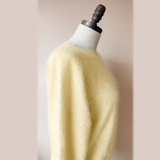 Yellow Brushed cashmere pullover top | Med/Large