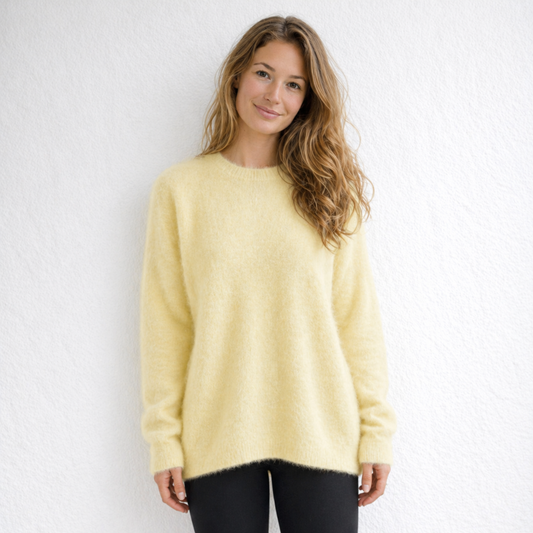 Yellow Brushed cashmere pullover top | Med/Large