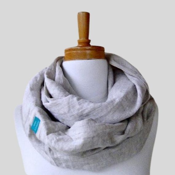 Linen circle scarf - infinity neck wrap