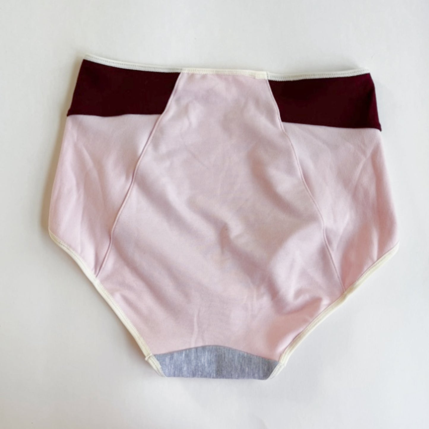 Pink Gray organic cotton french brief Women's M/L | Ready to ship