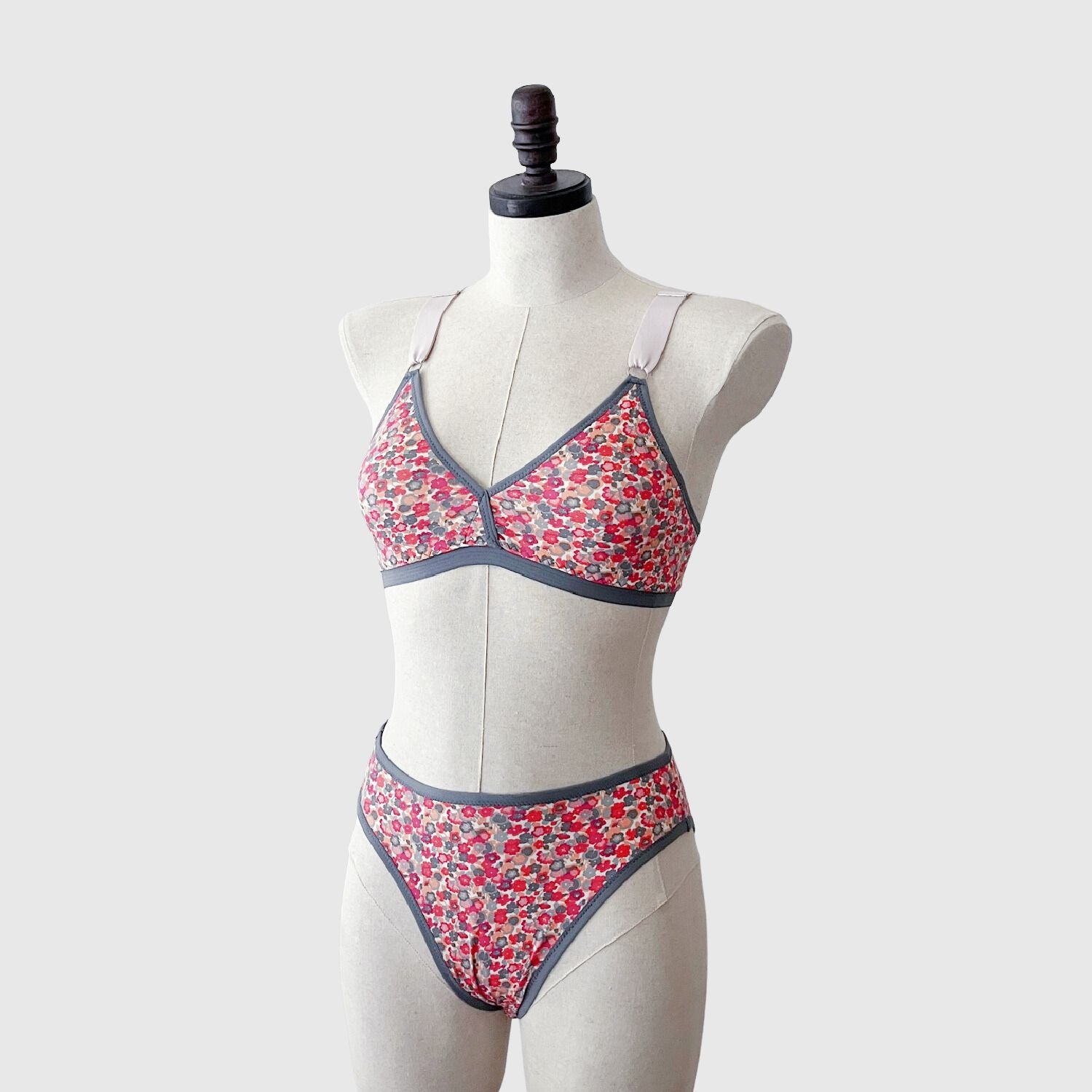 pink floral bra panties set | organic cotton underwear set | Made in Canada women's lingerie