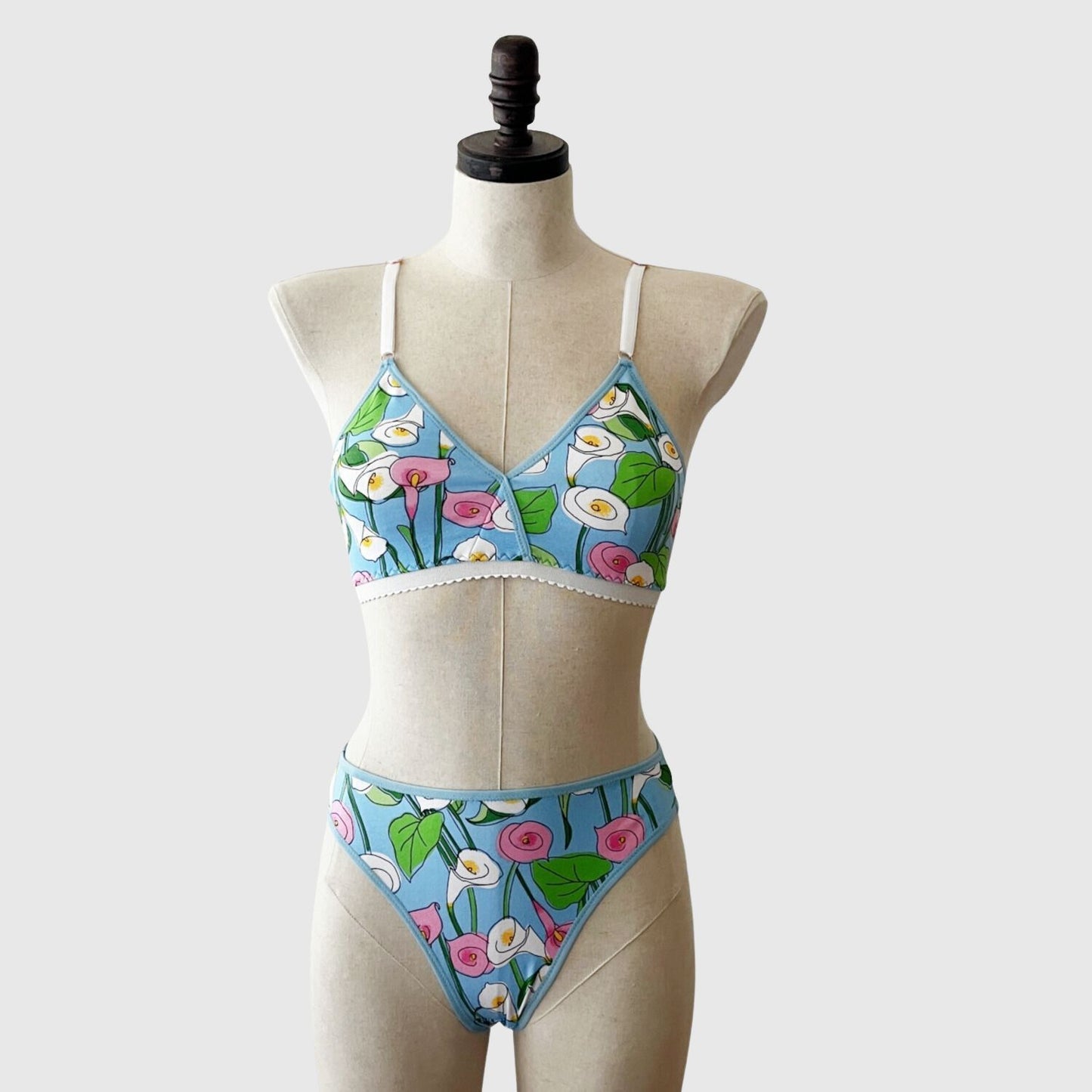 Aqua Blue bra panties set | Made in Canada organic women's underwear 