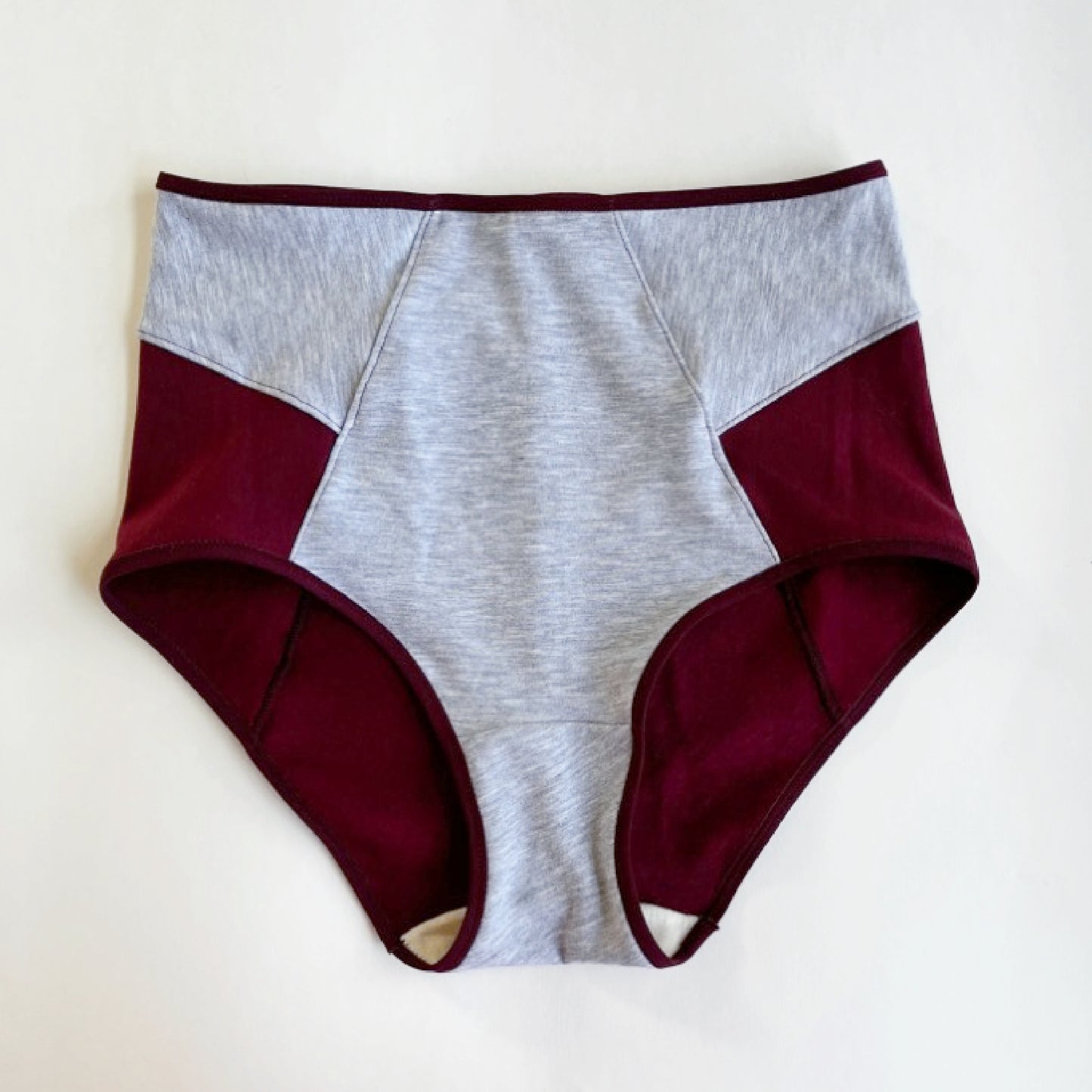 Grey Dark Red Organic cotton french brief | Made to measure