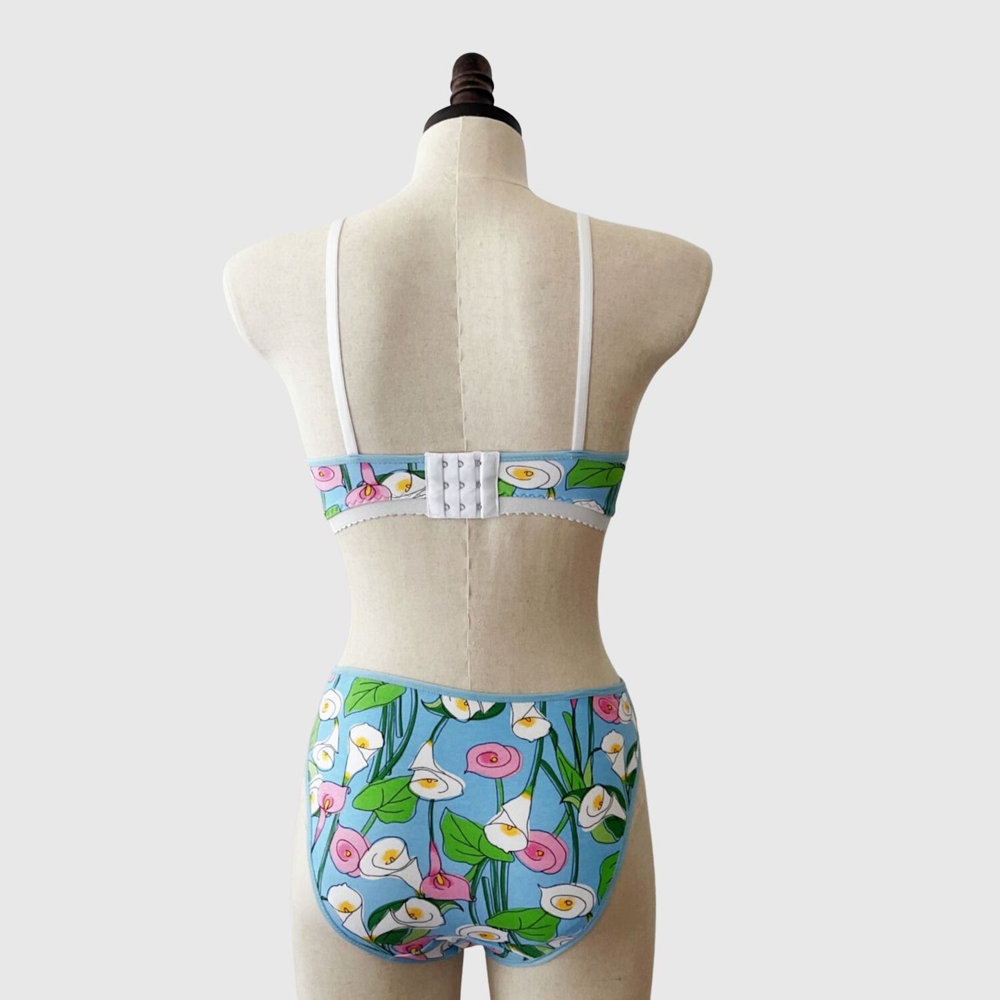 Handmade Aqua Blue bra panties set | Made in Canada organic women's underwear 