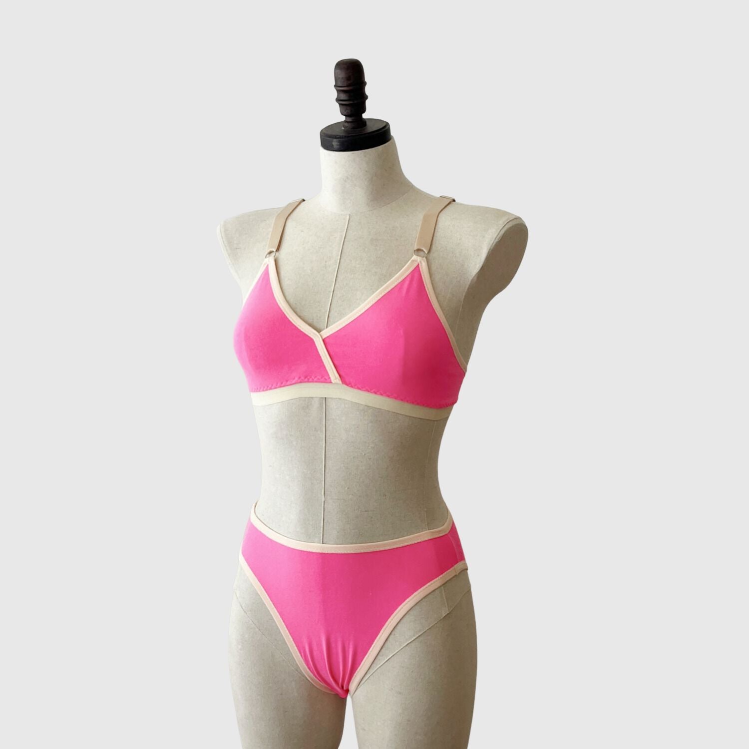 pink bra underwear set | Organic cotton bikini brief | Made in Canada 