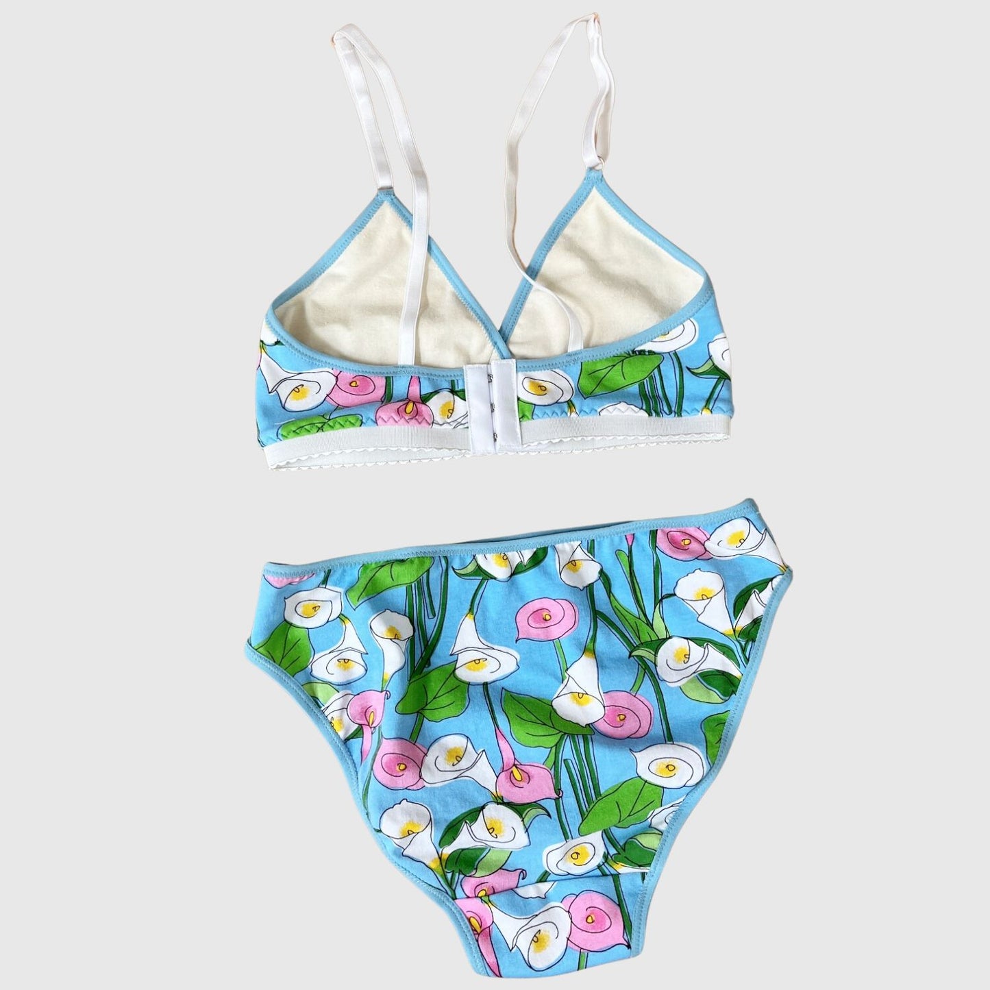 Natural Aqua Blue bra panties set | Made in Canada organic women's underwear 