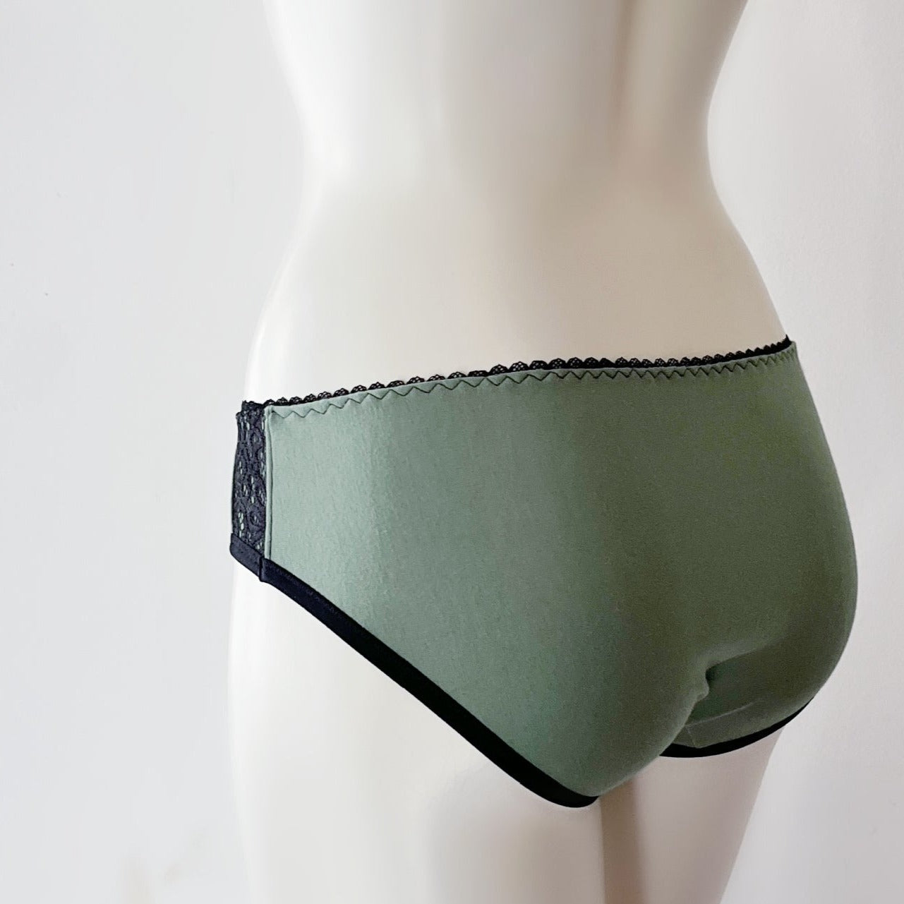 green cotton black lace underwear