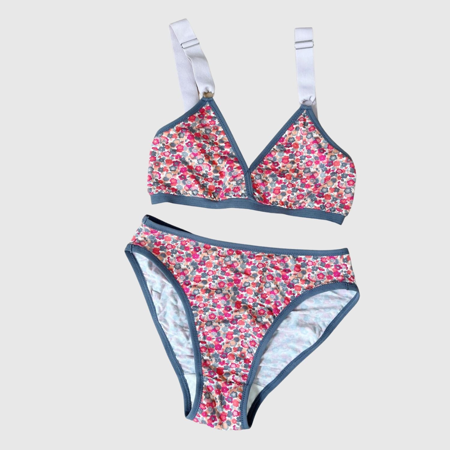 Shop pink floral bra panties set | organic cotton underwear set | Made in Canada women's lingerie