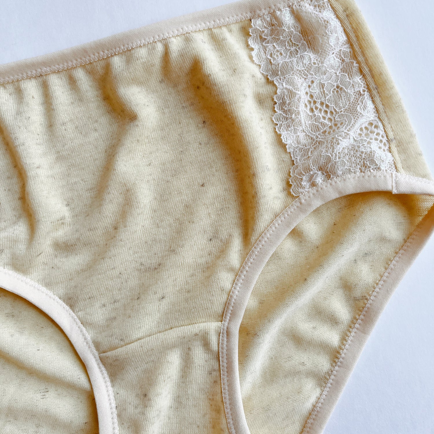 Full Brief Linen Panties RIVER Midi Rise/ Linen Laced Knickers