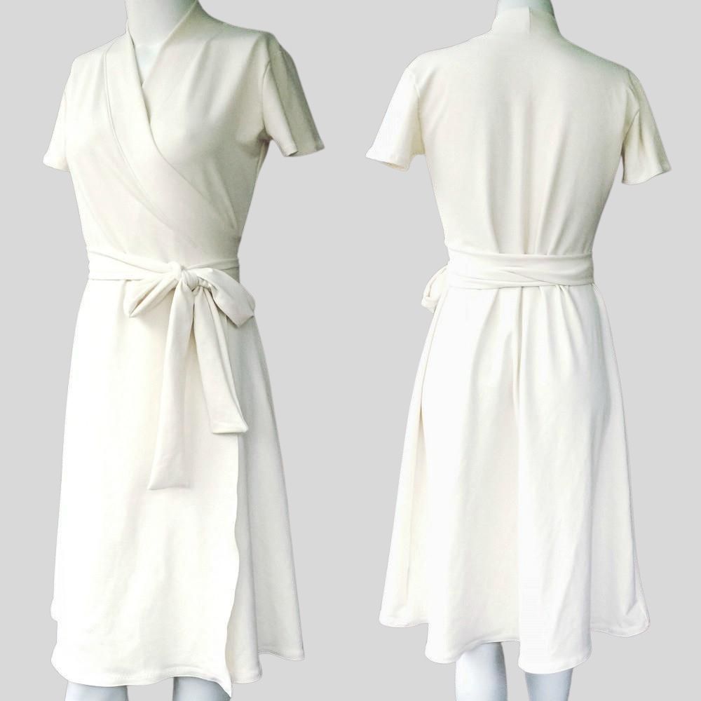 White Long wrap dress | Shop organic cotton wrap dresses from Canada | Econica 