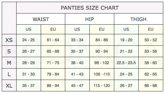 panties size conversion chart