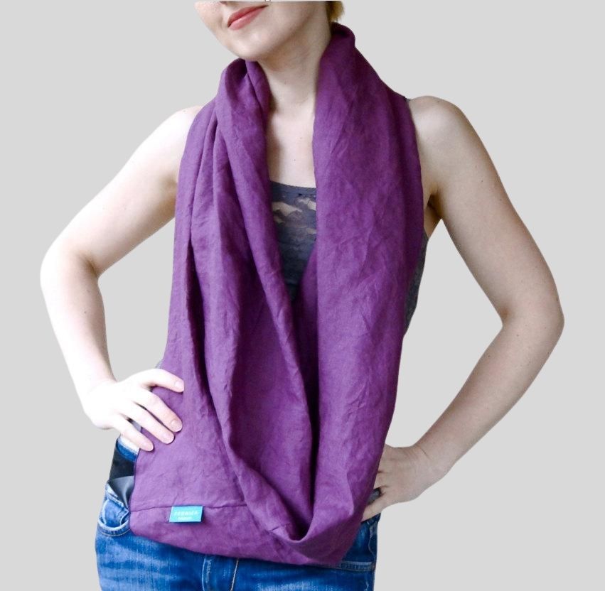 Purple 100% linen scarf Canada | Shop pure linen summer scarves | Made in Canada