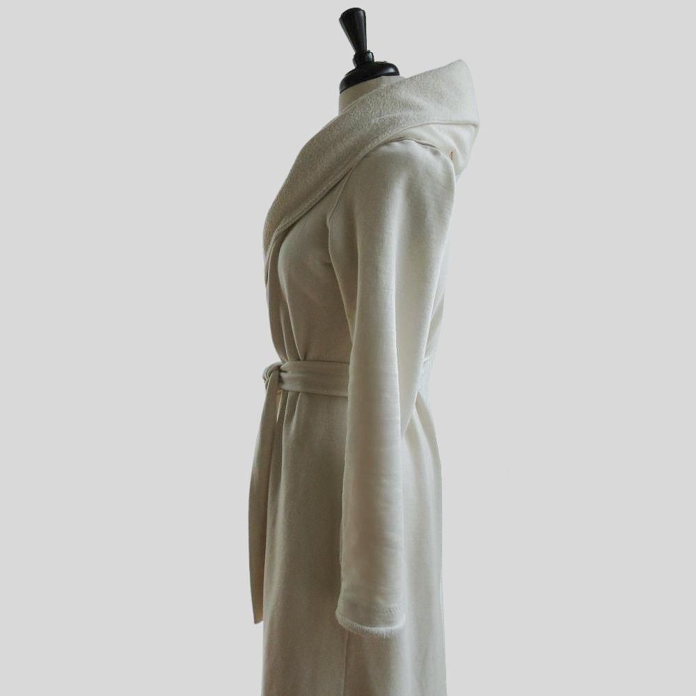 Organic Bathrobe with hood for Women | Organic Cotton ankle length robes | Canada Shop Econica