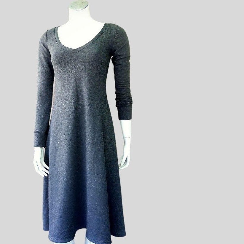 Long grey dress | Organic a-line dresses Canada | Made in Canada cotton dresses for women | Econica  