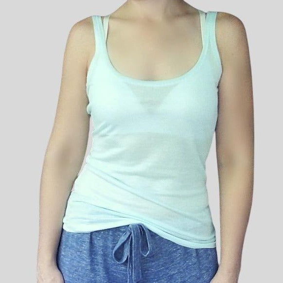 Mint Merino wool tank top | Shop 100% merino wool clothing made in Canada | Econica women's clothing boutique