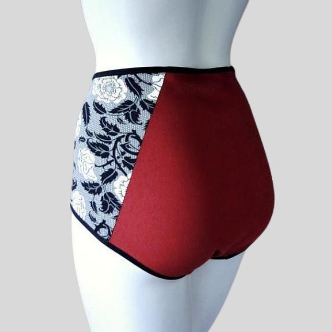 Red Grey floral cotton panties organic cotton Canada | Organic lingerie shop
