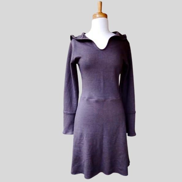 Dark grey organic cotton fleece dress | Shop hooded dresses Canada | Econica 