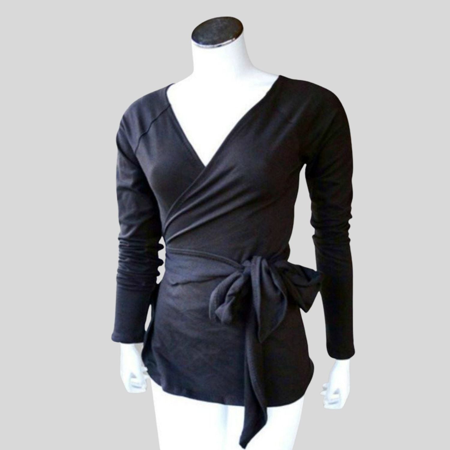 Women's black wrap top | Shop made in Canada wrap shirts for women | Econica - organic women's clothing store