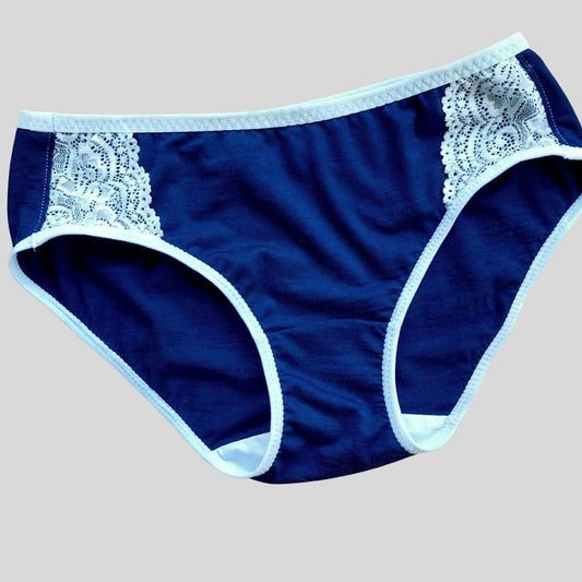 Blue wool panties | Shop wool underwear for women | Made in Canada women's panties | Econica - wool women's clothes made in Canada