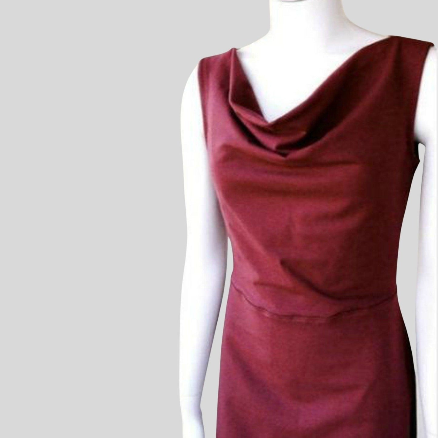 Wine red Long sleeveless boatneck dress | Buy made in Canada organic cotton dresses