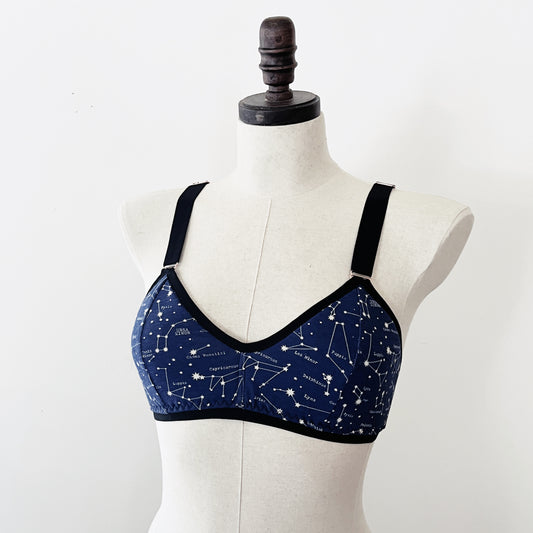 organic cotton padded bra | Made in Canada bras | Plus size bra | navy blue organic bra 