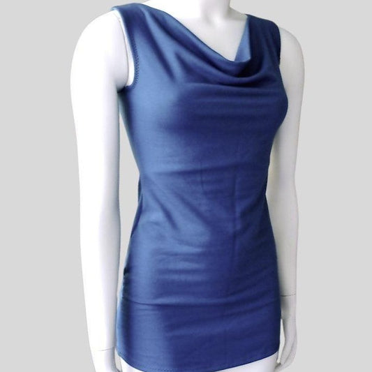 Shop grey draped sleeveless top | Organic cotton summer shirts | Econica 