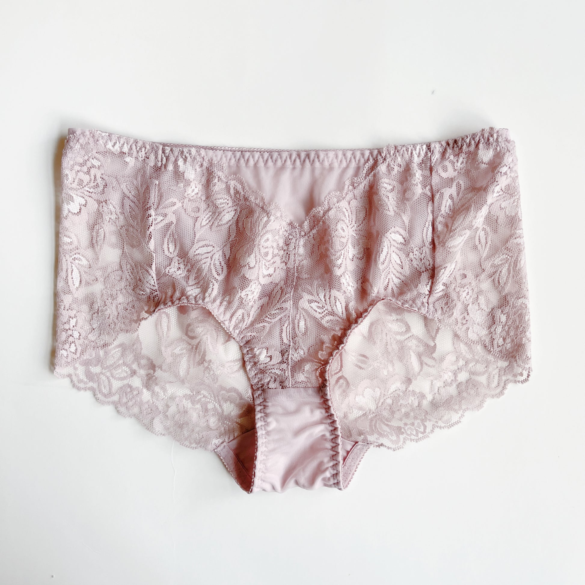 Pink silk panties high waist | Made in Canada scalloped lace underwear 