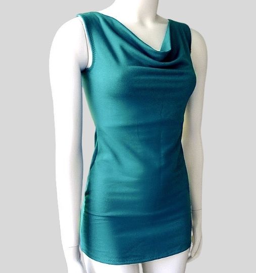 Buy green draped sleeveless top | Organic cotton summer shirts | Econica