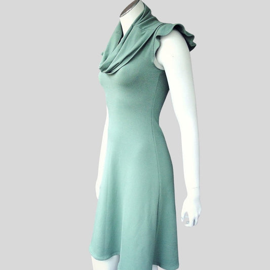 green midi dress with cowl | Shop summer dresses made in Canada