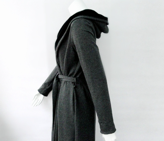 Long grey robe in organic cotton | Made to order loungewear
