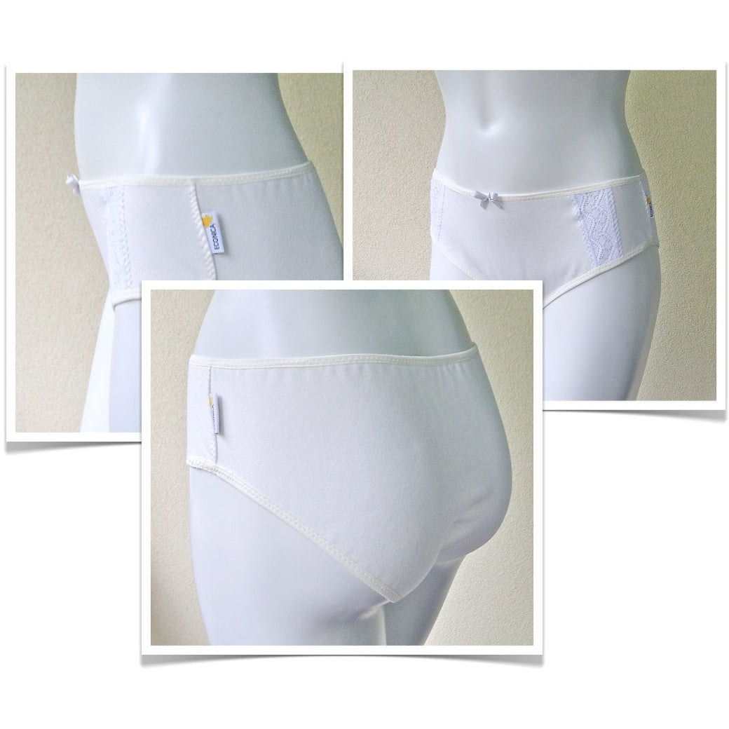 Women Fashion Cotton Underwear Lace Bikini Non-marking Briefs Bowknot  Elastic Mid-waist Briefs Pack of 5