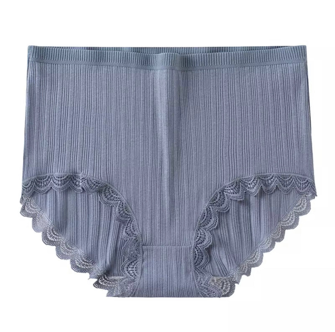 2pcs Cotton Underwear Women Lace Waistband Full Briefs Ladies High Leg  Knickers Ladies Cotton Seamless Underwear