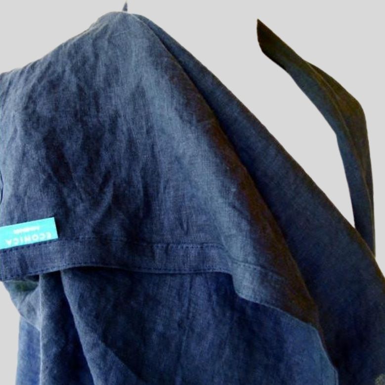 Shop indigo blue 100% linen scarf Canada | Shop pure linen summer scarves | Made in Canada
