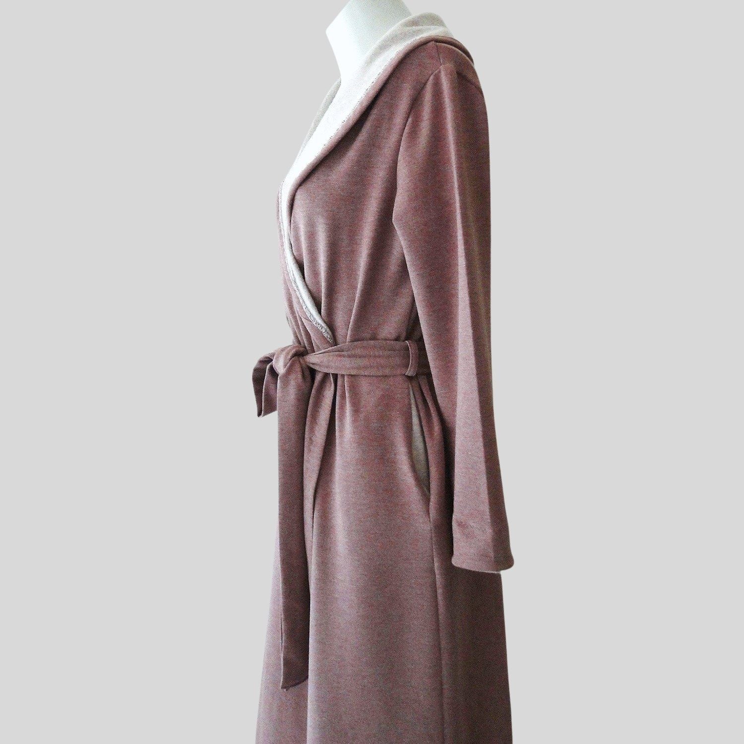 Women's long robe - organic cotton french terry