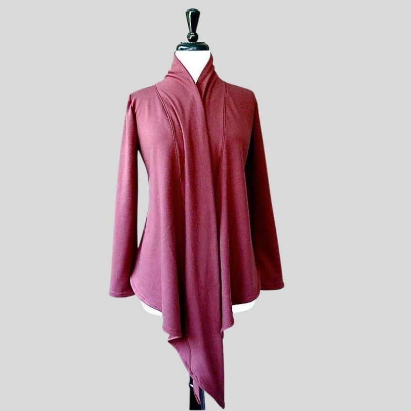red cardigan | Organic cotton women's cardigan tops | Made in Canada organic cotton clothing for women | Econica