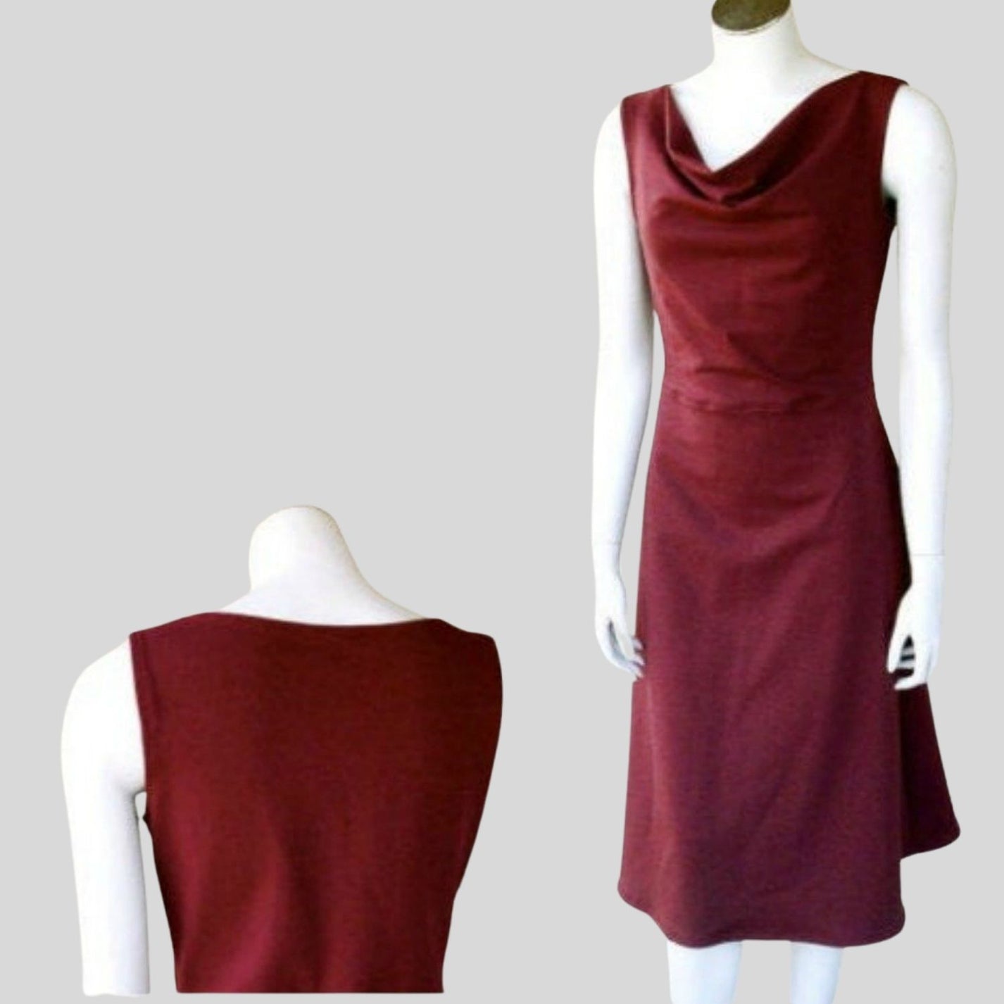 Sleeveless dress with draped neckline Buy made in Canada dresses econica