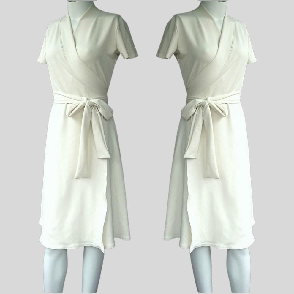 Long wrap dress Shop organic cotton wrap dresses Canada Econica