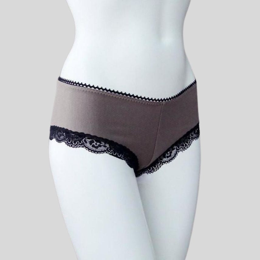 Black lace Grey organic cotton panties | Made in Canada