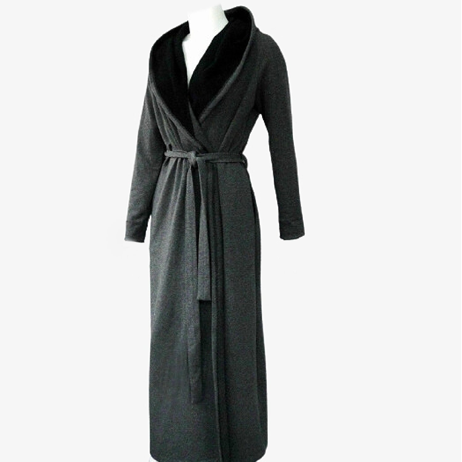 extra long women's organic cotton gray robe | Made in Canada cotton robes and loungewear 