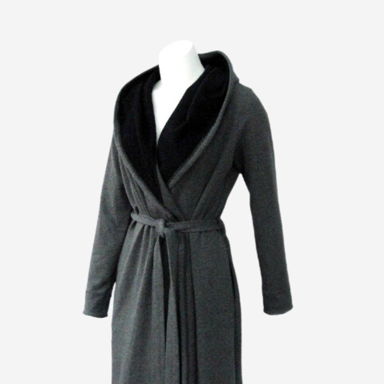 organic cotton gray robe | Made in Canada cotton robes and loungewear 
