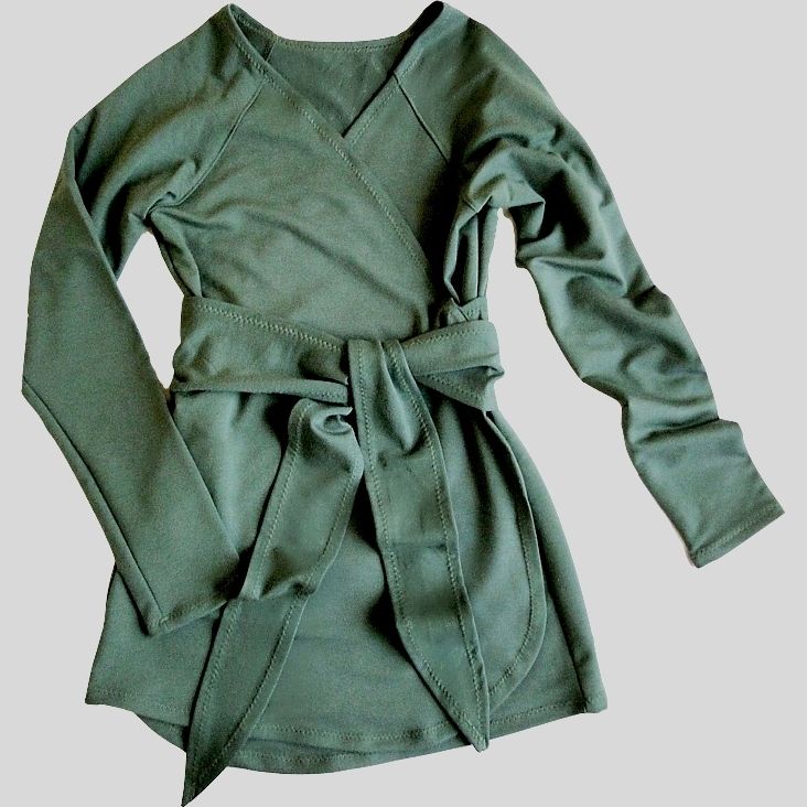 Olive green wrap shirt | Long wrap shirt for women | Made in Canada | Econica