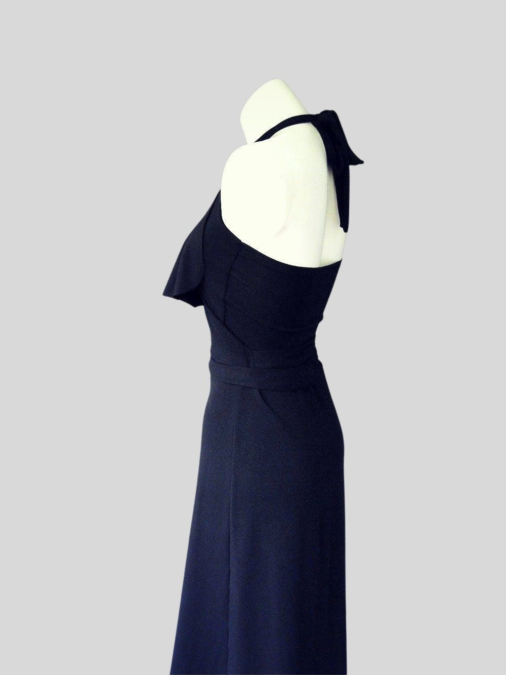 Elegant black Long halter dress | Made in Canada maxi dresses | Econica