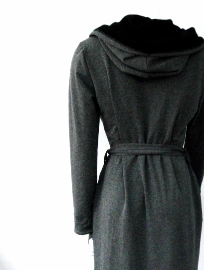 Long grey robe in organic cotton | Made to order loungewear