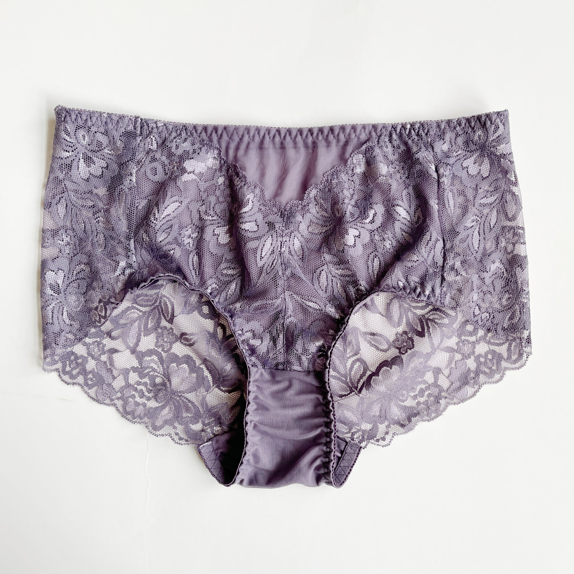 mauve silk panties high waist | Made in Canada scalloped lace underwear 