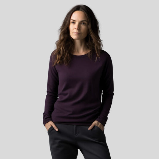 Women's sweatshirt with cropped sleeves | Made in Canada organic cotton and wool clothing for women | Econica